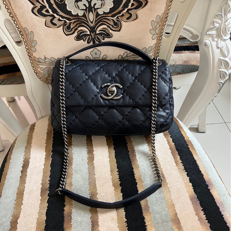 香奈兒深藍色肩背斜背包-25