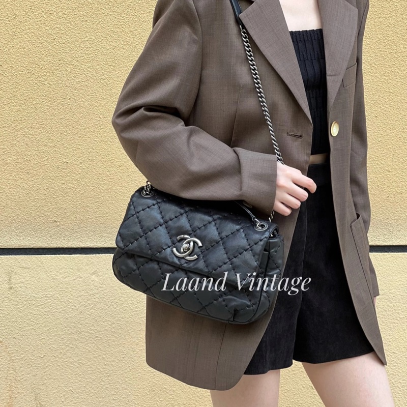 香奈兒深藍色肩背斜背包-27