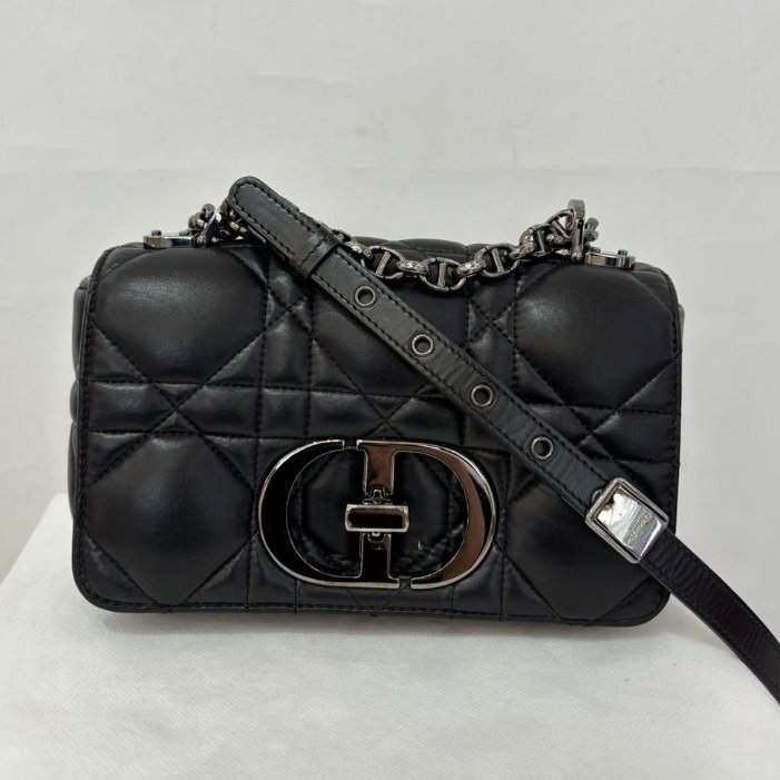 Dior黑銀羊皮 Mini Caro 側背包-0