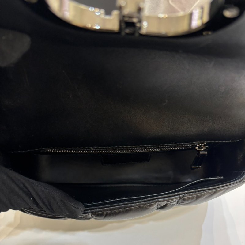 Dior黑銀羊皮 Mini Caro 側背包-8