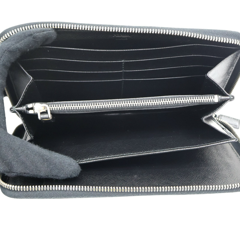 黑色牛皮 拉鍊 長夾【PRADA 普拉達】-5