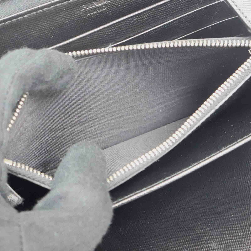 黑色牛皮 拉鍊 長夾【PRADA 普拉達】-7