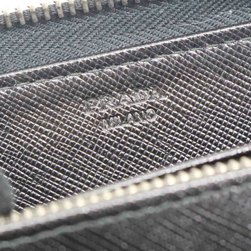 黑色牛皮 拉鍊 長夾【PRADA 普拉達】-8