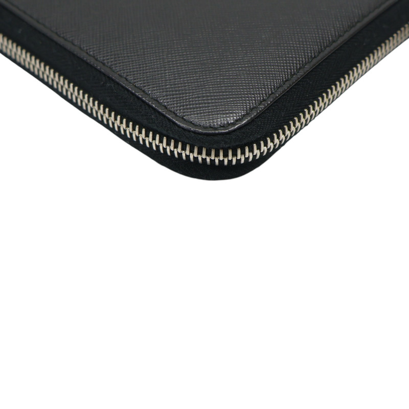 黑色牛皮 拉鍊 長夾【PRADA 普拉達】-11