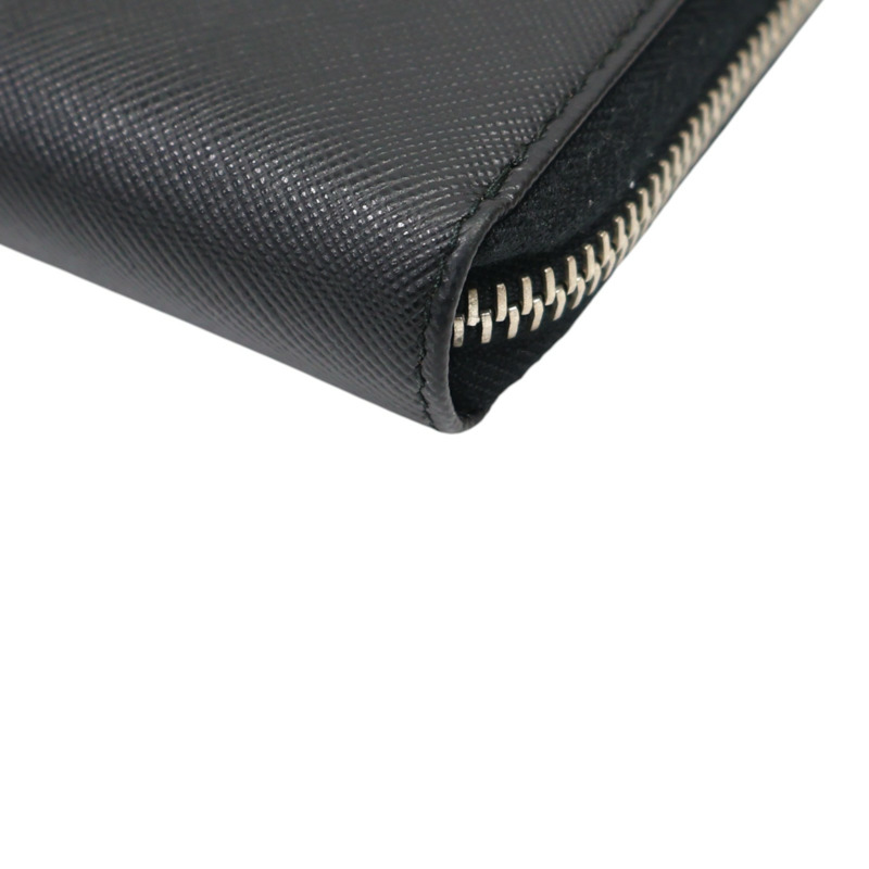 黑色牛皮 拉鍊 長夾【PRADA 普拉達】-13