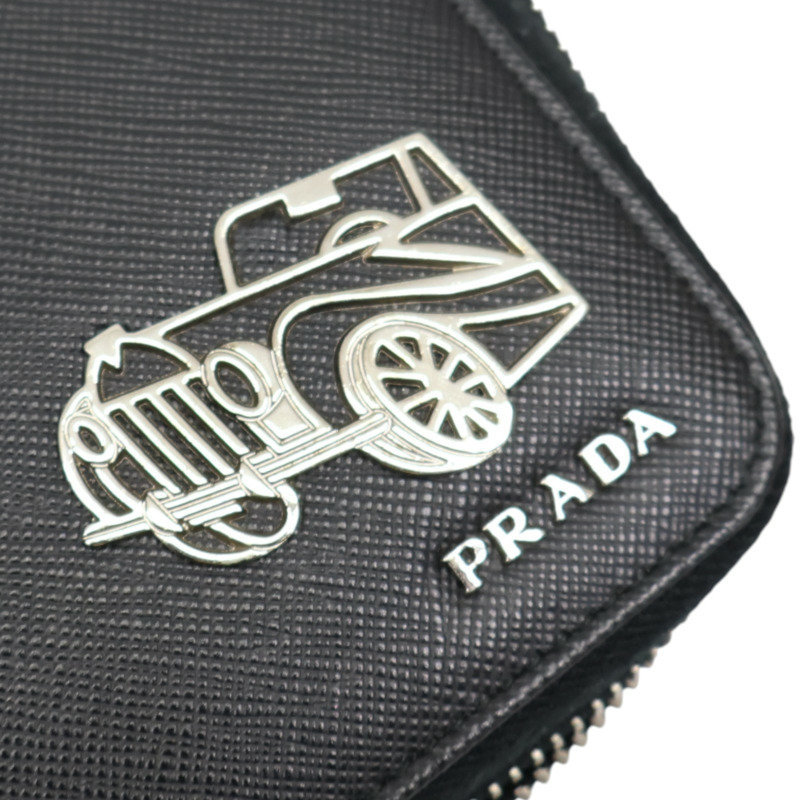 黑色牛皮 拉鍊 長夾【PRADA 普拉達】-14