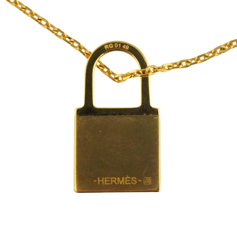 HERMES 愛馬仕 O’Kelly款鎖頭造型皮革項鍊(紅/金)(D刻/膠膜未拆)-5