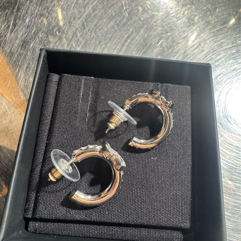 Chanel銀雙C滿鑽小C耳環 超閃亮✨-5