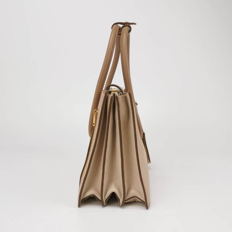 Miu Miu Madras羊皮拼色字母Logo手提包-3