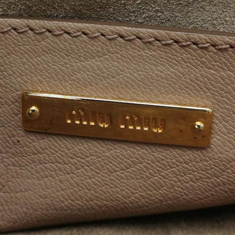 Miu Miu Madras羊皮拼色字母Logo手提包-7