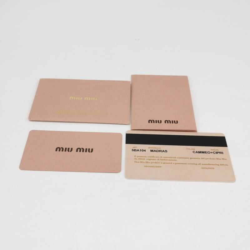Miu Miu Madras羊皮拼色字母Logo手提包-8