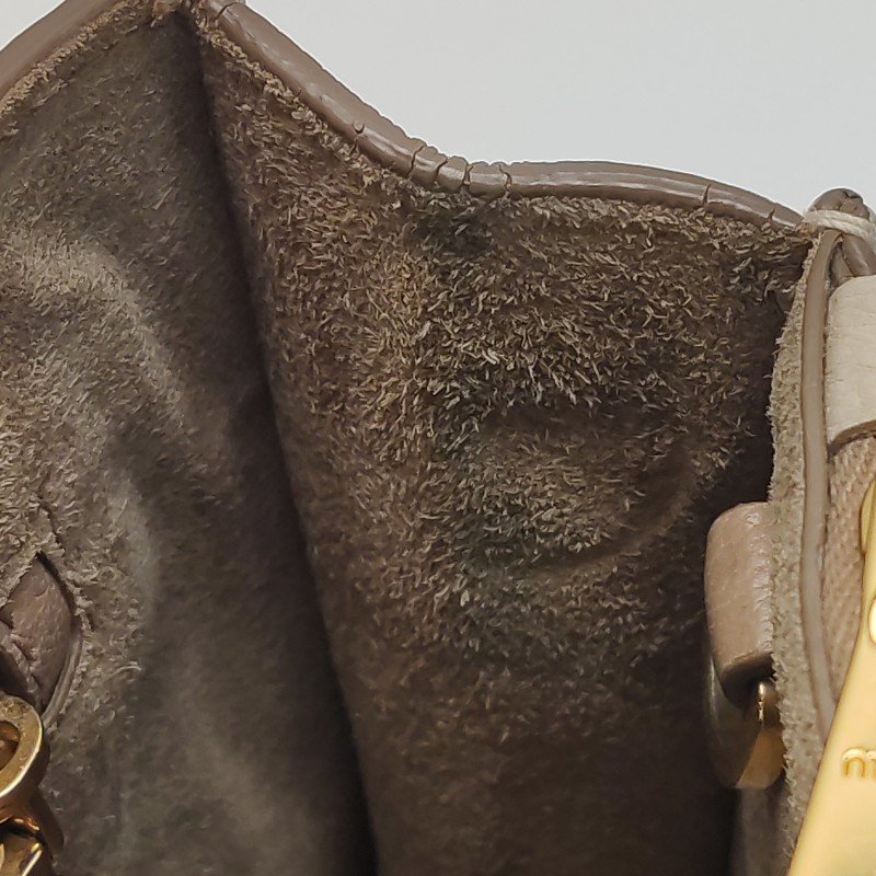 Miu Miu Madras羊皮拼色字母Logo手提包-9