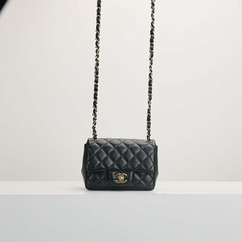 二手Chanel mini coco 17方胖/黑色 芯片款