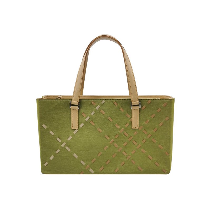 Burberry牛皮尼龍布拼色手提包-0