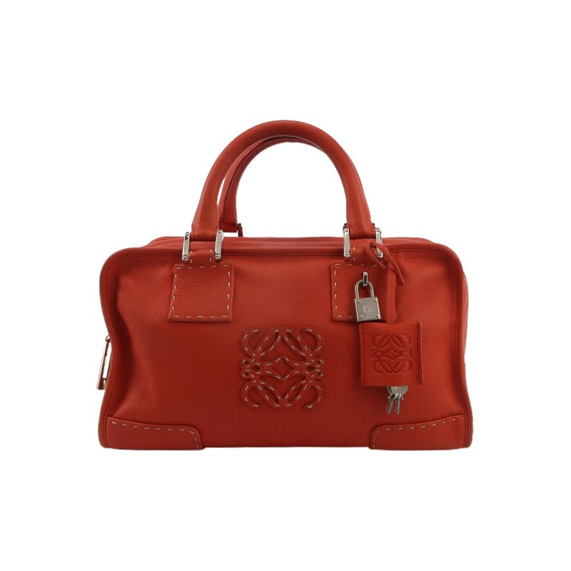 Loewe Amazona牛皮純色加固邊角中古手提包-0