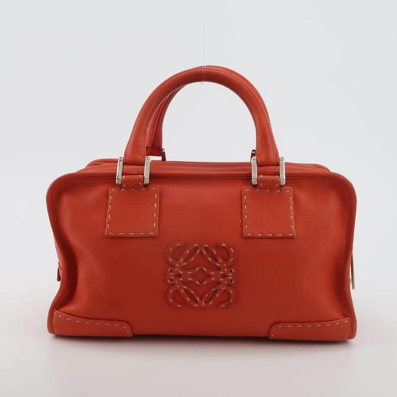 Loewe Amazona牛皮純色加固邊角中古手提包-4
