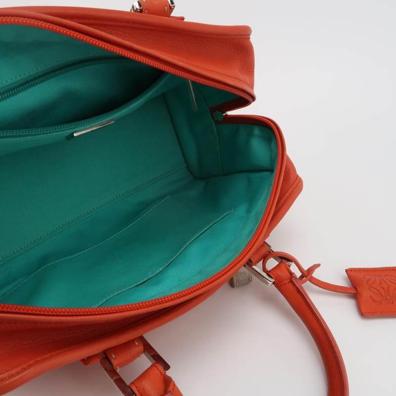 Loewe Amazona牛皮純色加固邊角中古手提包-6