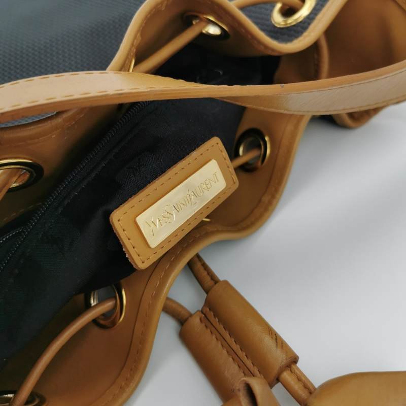 Saint Laurent牛皮拼色水桶包單肩包-6