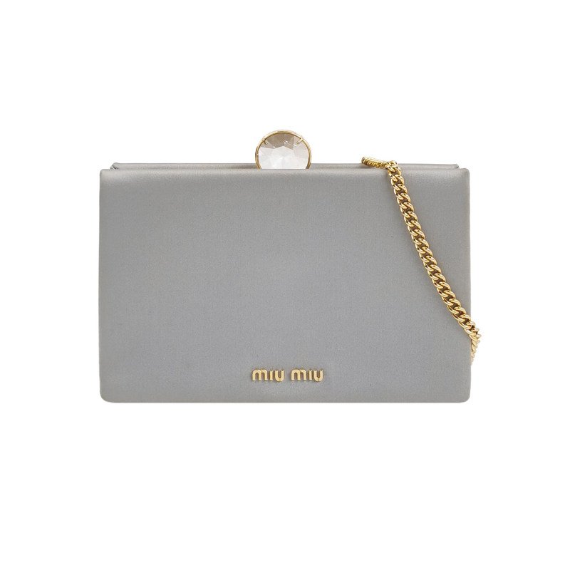 Miu Miu緞面純色字母Logo斜挎包單肩包-0