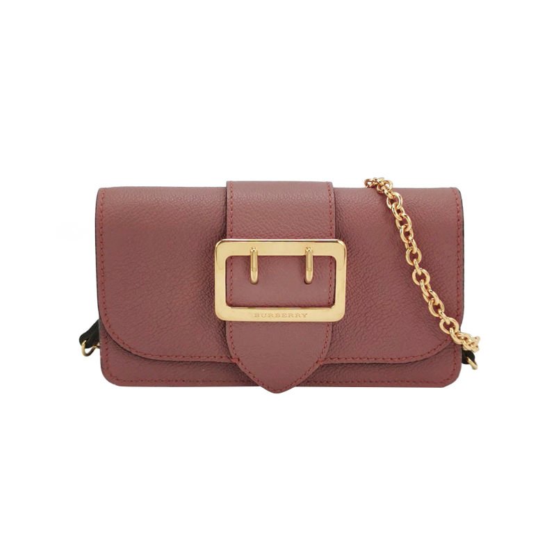 Burberry Buckle牛皮純色搭扣斜挎包-0