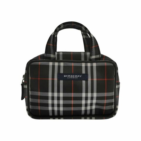 Burberry牛皮尼龍布格紋字母Logo中古手提包單肩包