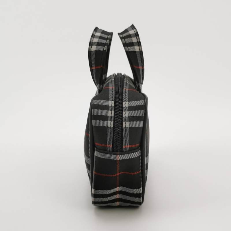 Burberry牛皮尼龍布格紋字母Logo中古手提包單肩包-2