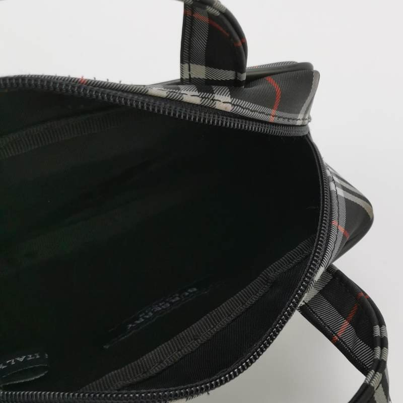 Burberry牛皮尼龍布格紋字母Logo中古手提包單肩包-6