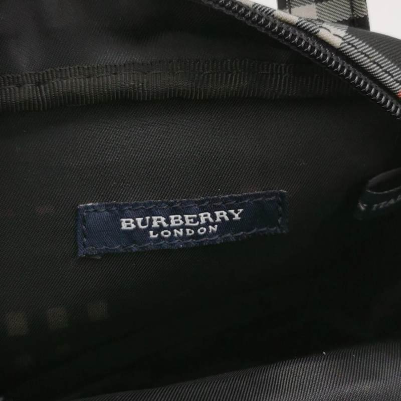 Burberry牛皮尼龍布格紋字母Logo中古手提包單肩包-7