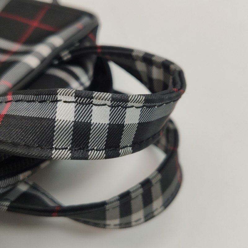 Burberry牛皮尼龍布格紋字母Logo中古手提包單肩包-10