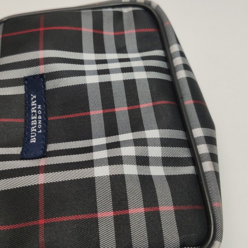Burberry牛皮尼龍布格紋字母Logo中古手提包單肩包-12