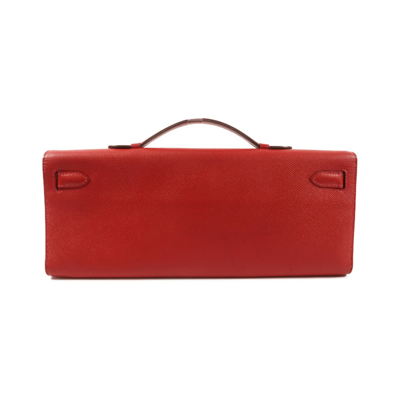 HERMES Epsom皮革Kelly Cut銀扣手挽袋Rouge Casaque-1