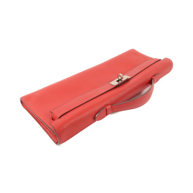 HERMES Epsom皮革Kelly Cut銀扣手挽袋Rouge Casaque-4