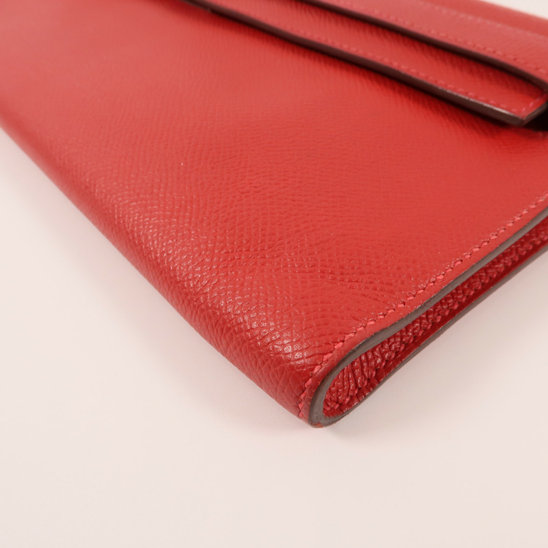 HERMES Epsom皮革Kelly Cut銀扣手挽袋Rouge Casaque-5