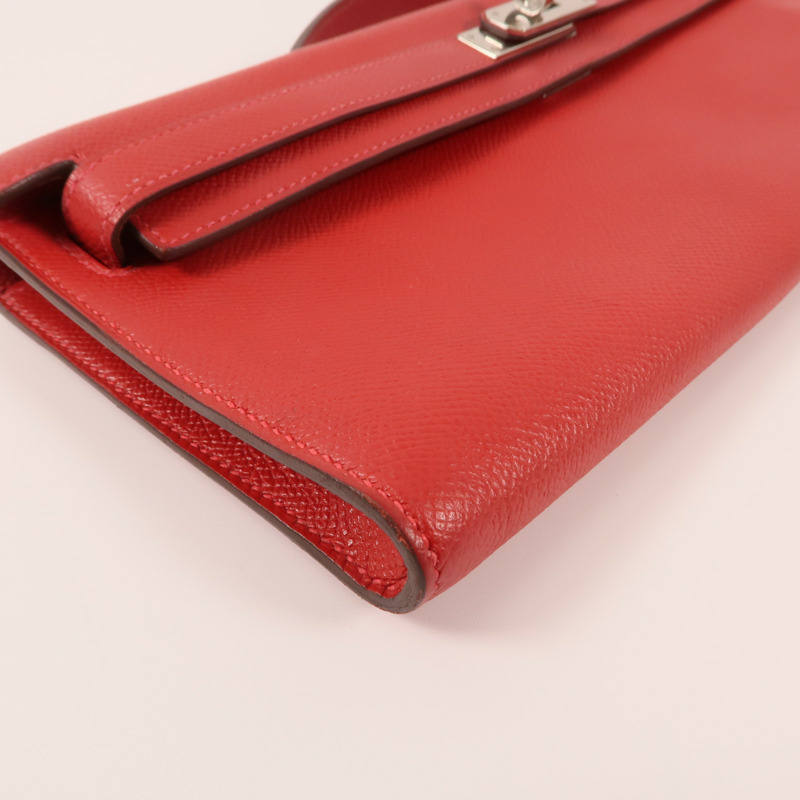 HERMES Epsom皮革Kelly Cut銀扣手挽袋Rouge Casaque-6