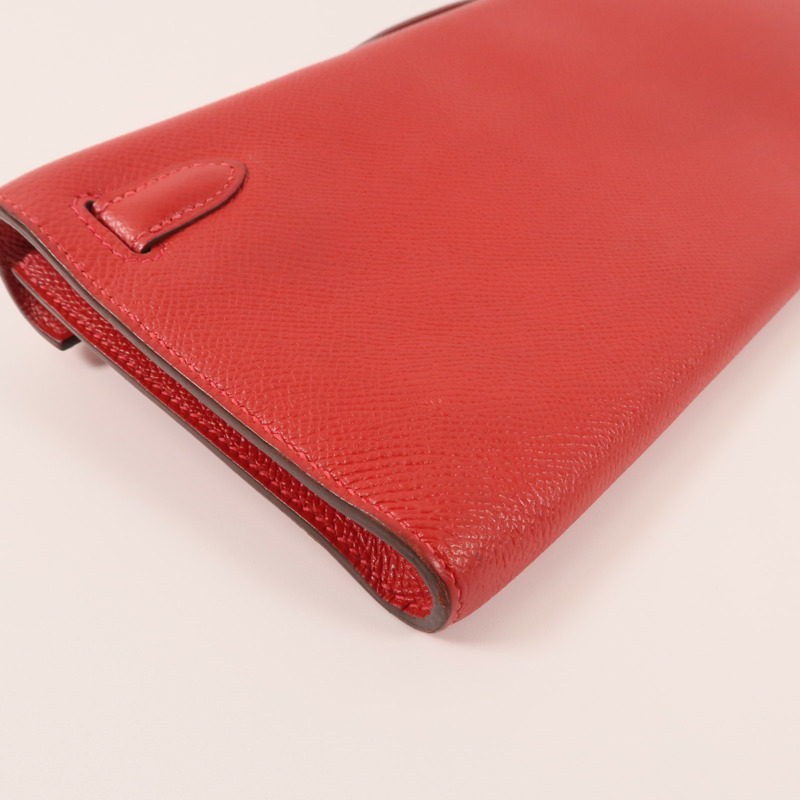 HERMES Epsom皮革Kelly Cut銀扣手挽袋Rouge Casaque-8