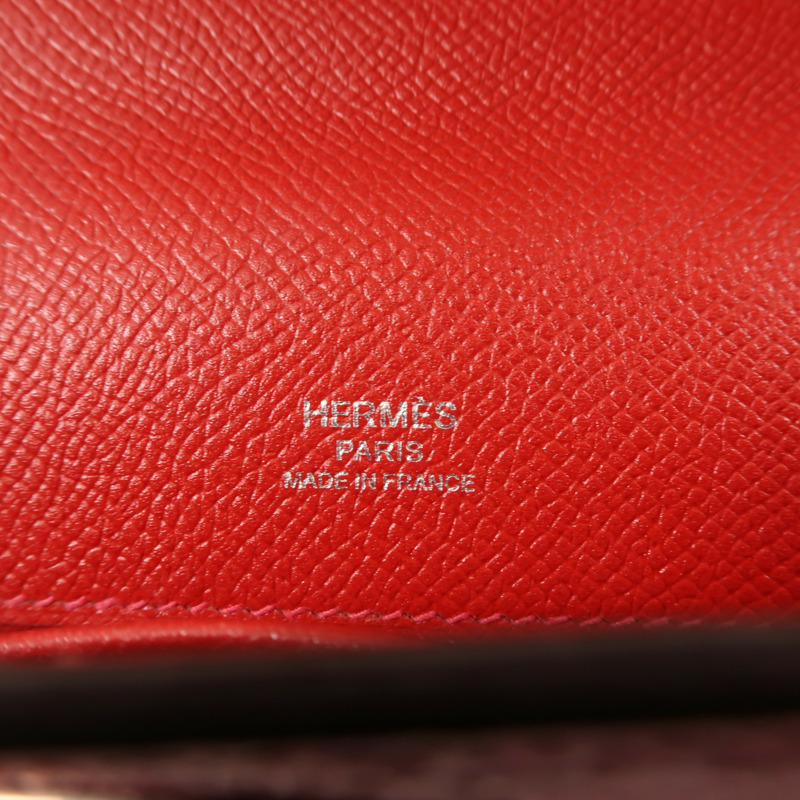 HERMES Epsom皮革Kelly Cut銀扣手挽袋Rouge Casaque-10