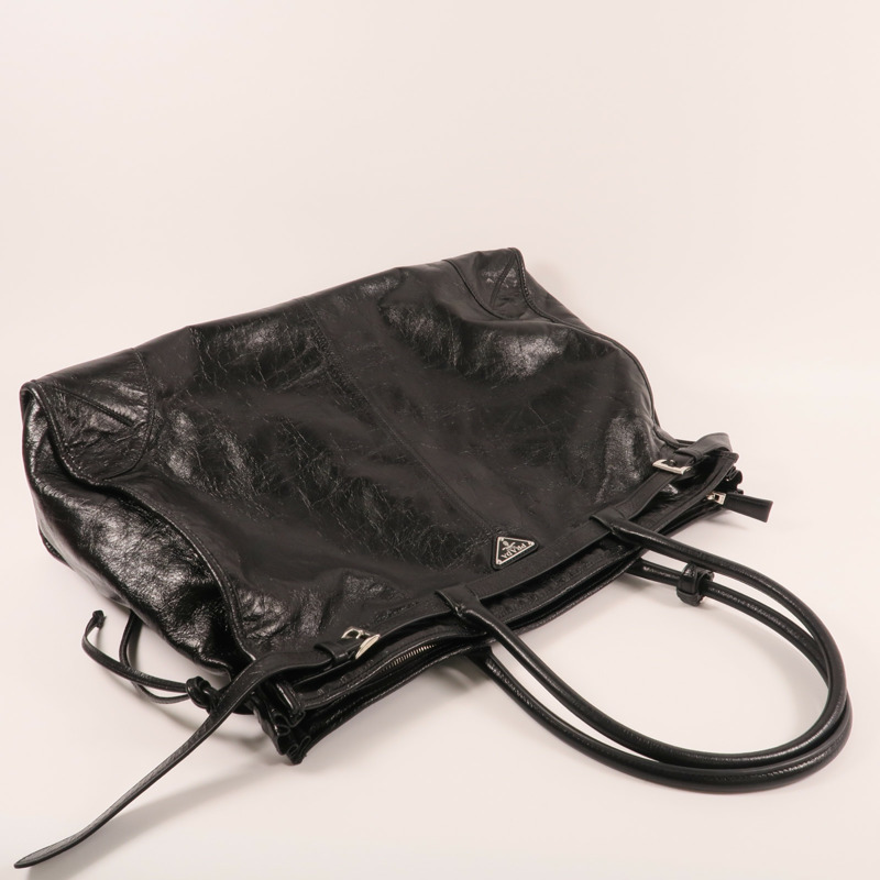 PRADA 牛皮皮革Bonnie Extra-Large銀扣肩背袋-5