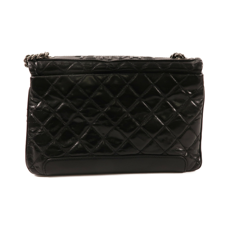 CHANEL 牛皮皮革Chain Shoulder銀扣鏈帶肩背袋-1