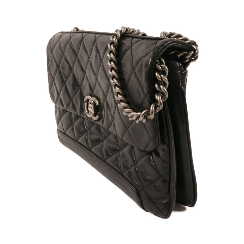 CHANEL 牛皮皮革Chain Shoulder銀扣鏈帶肩背袋-2