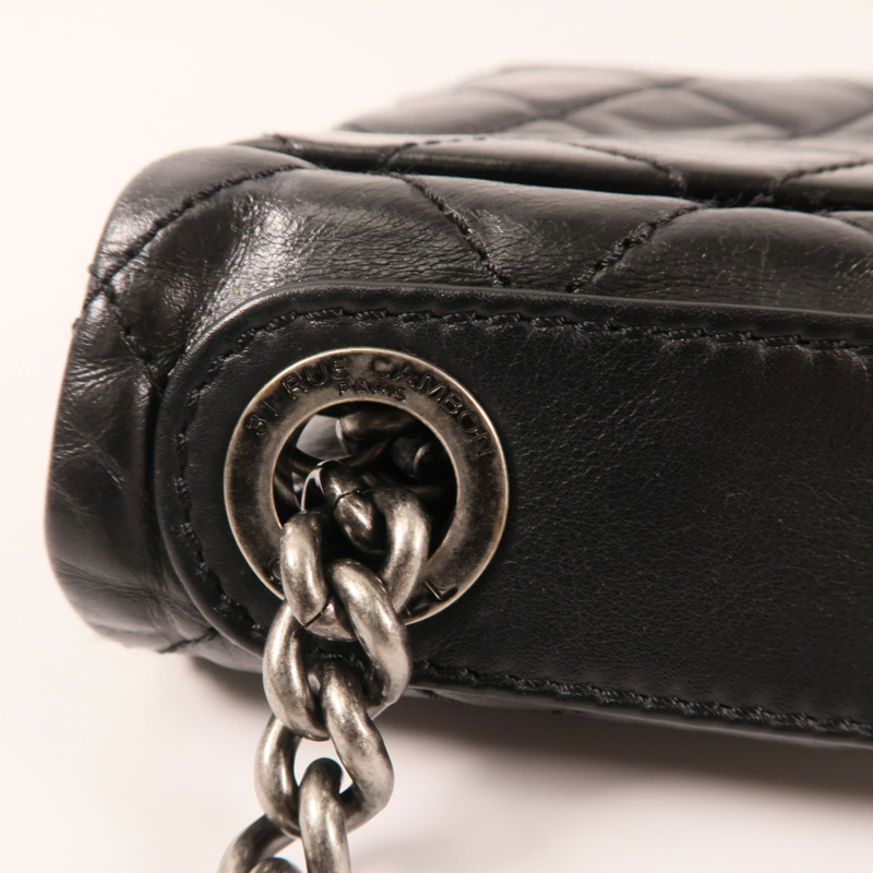 CHANEL 牛皮皮革Chain Shoulder銀扣鏈帶肩背袋-4