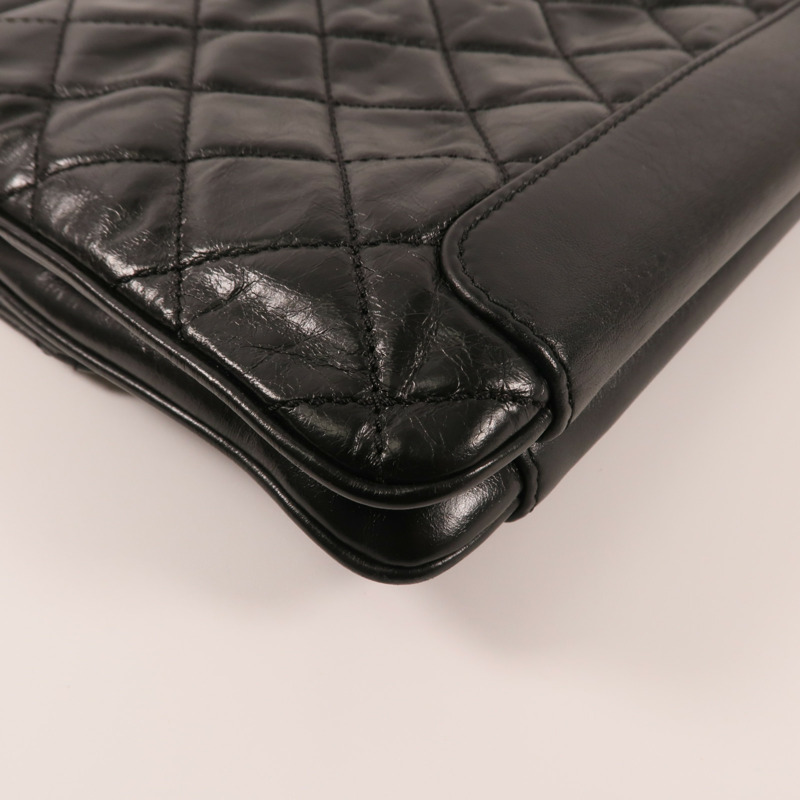 CHANEL 牛皮皮革Chain Shoulder銀扣鏈帶肩背袋-9