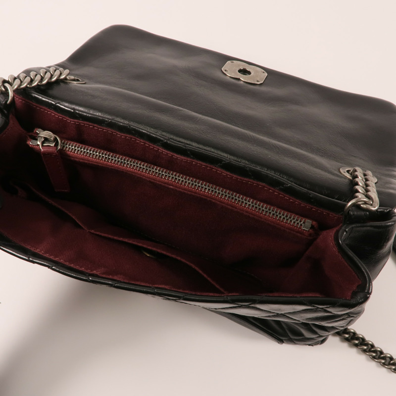 CHANEL 牛皮皮革Chain Shoulder銀扣鏈帶肩背袋-12