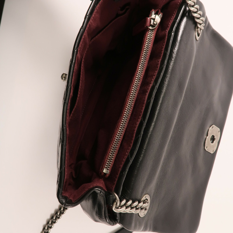 CHANEL 牛皮皮革Chain Shoulder銀扣鏈帶肩背袋-13