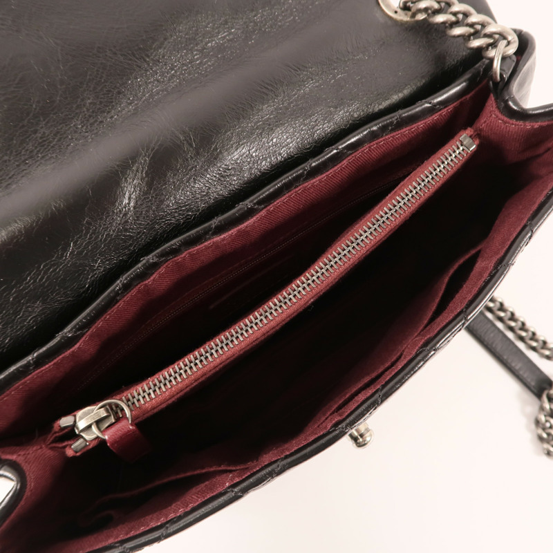 CHANEL 牛皮皮革Chain Shoulder銀扣鏈帶肩背袋-16