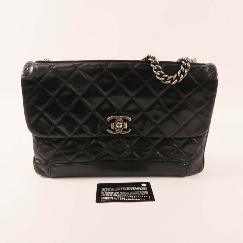 CHANEL 牛皮皮革Chain Shoulder銀扣鏈帶肩背袋-18