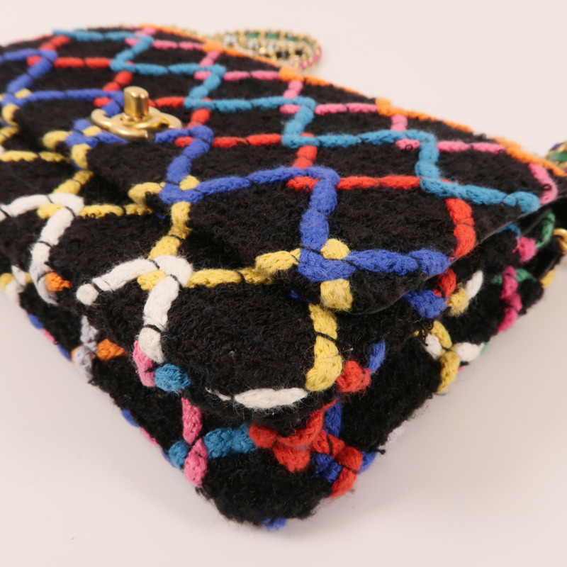 CHANEL Tweed Wallet On Chain金扣鏈帶肩背袋-4