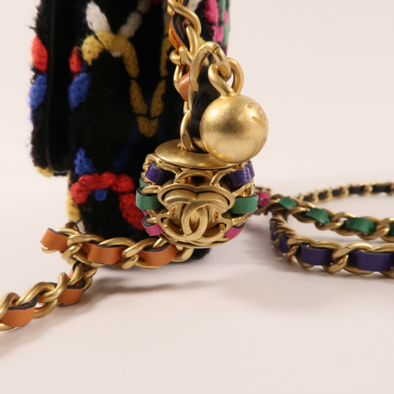 CHANEL Tweed Wallet On Chain金扣鏈帶肩背袋-9