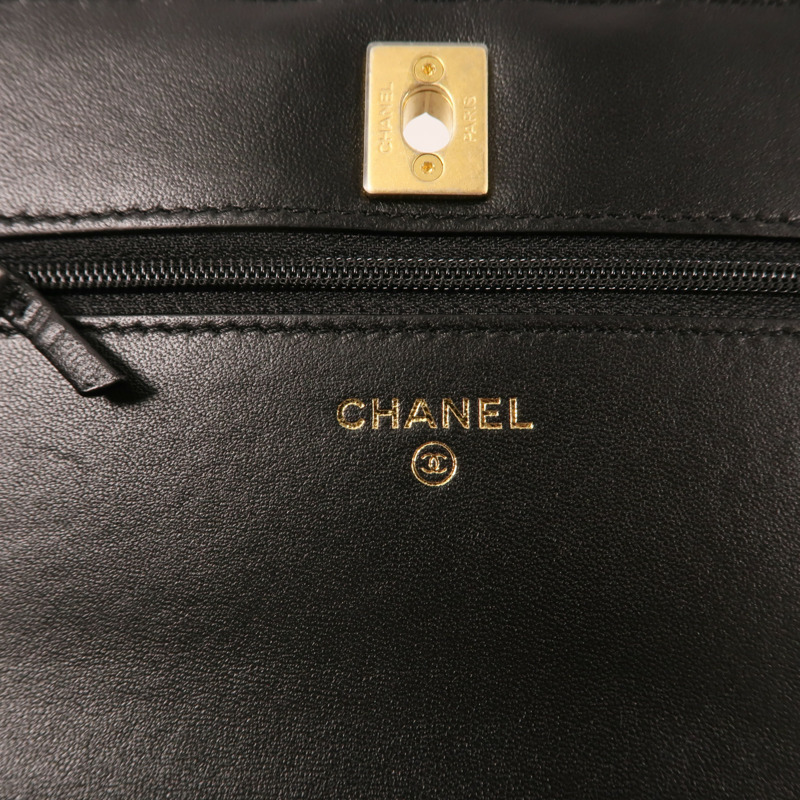 CHANEL Tweed Wallet On Chain金扣鏈帶肩背袋-11