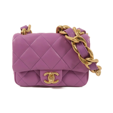 CHANEL 羊皮皮革Mini Flap Bag金扣鏈帶肩背袋