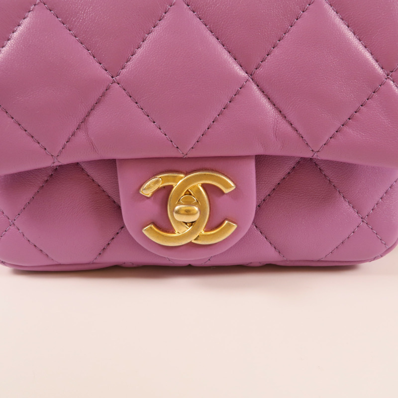 CHANEL 羊皮皮革Mini Flap Bag金扣鏈帶肩背袋-8